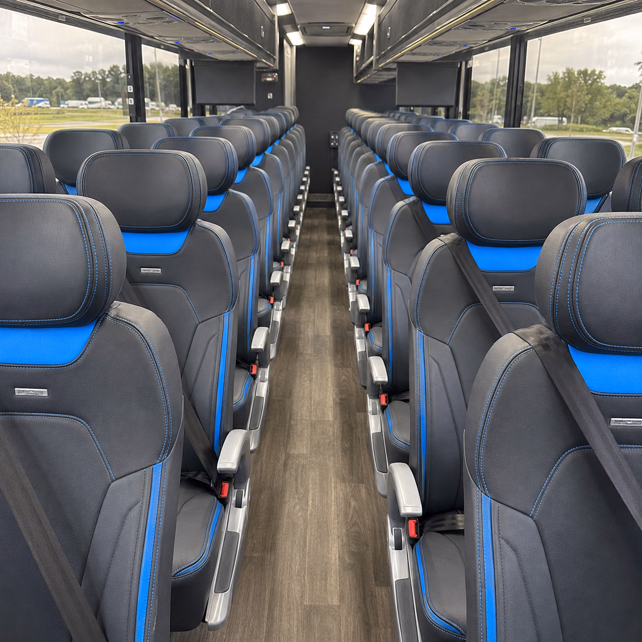 detroit charter bus rental interior